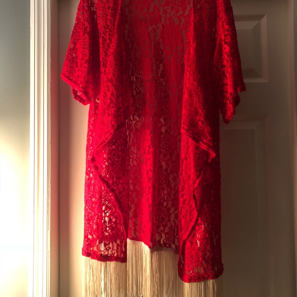Lularoe Monroe, red and ivory, new without tags
